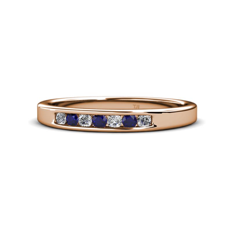 Kathiryn 2.40 mm Blue Sapphire and Lab Grown Diamond 7 Stone Wedding Band 