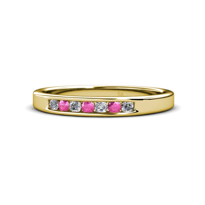Kathiryn 2.40 mm Pink Sapphire and Lab Grown Diamond 7 Stone Wedding Band 