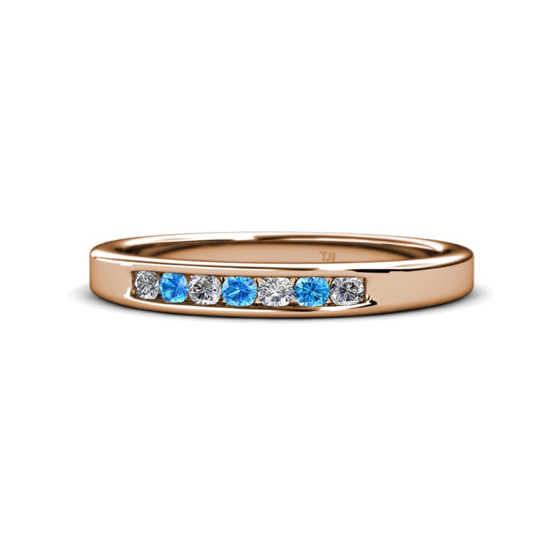 Kathiryn 2.40 mm Blue Topaz and Lab Grown Diamond 7 Stone Wedding Band 