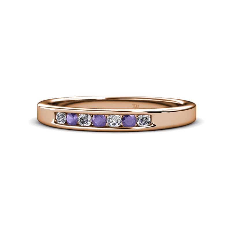 Kathiryn 2.40 mm Iolite and Lab Grown Diamond 7 Stone Wedding Band 