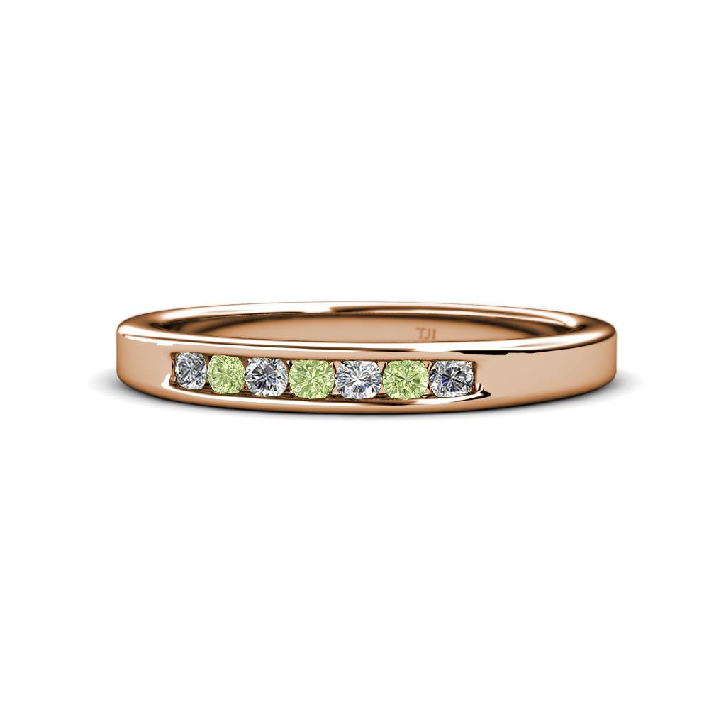 Kathiryn 2.40 mm Peridot and Lab Grown Diamond 7 Stone Wedding Band 