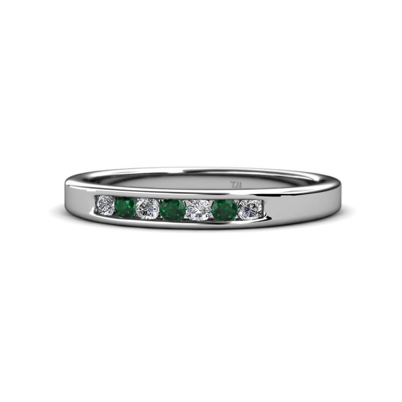 Kathiryn 2.40 mm Emerald and Lab Grown Diamond 7 Stone Wedding Band 
