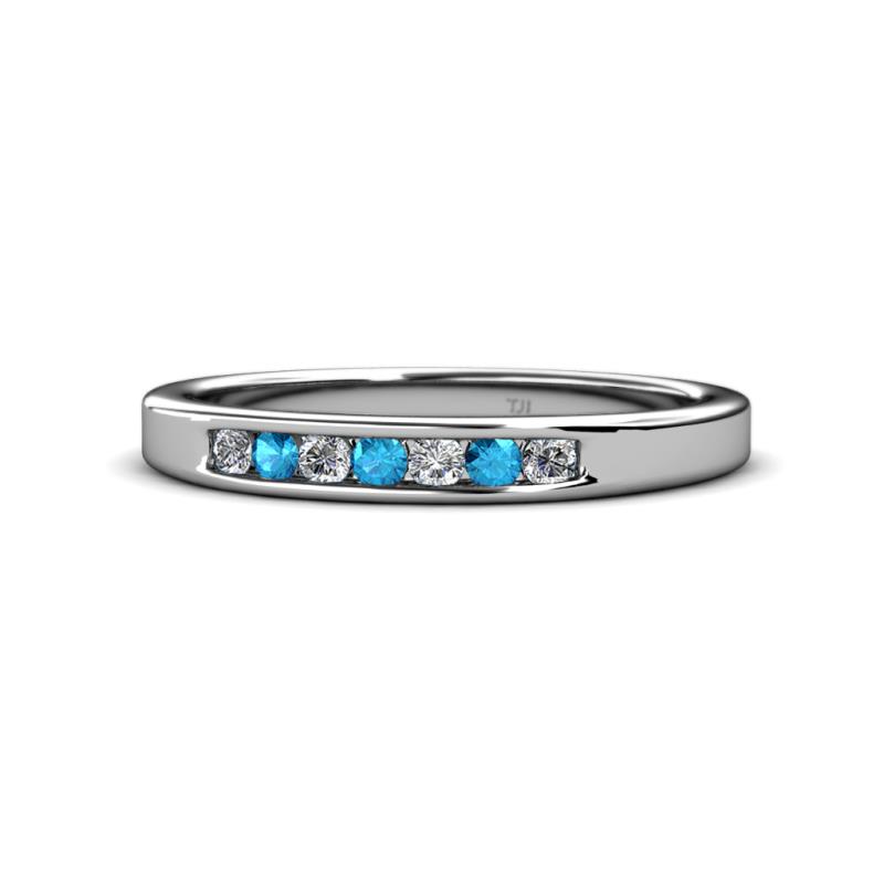 Kathiryn 2.40 mm London Blue Topaz and Lab Grown Diamond 7 Stone Wedding Band 