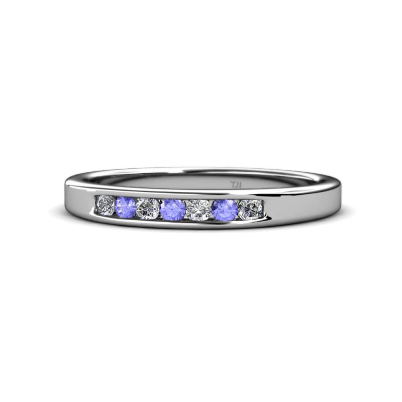 Kathiryn 2.40 mm Tanzanite and Lab Grown Diamond 7 Stone Wedding Band 