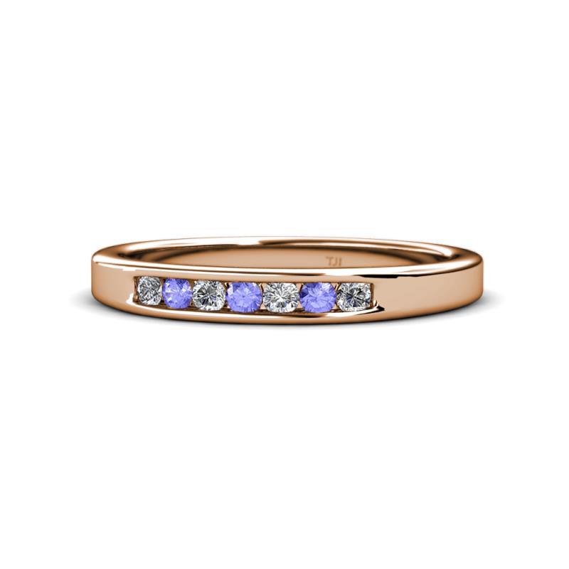 Kathiryn 2.40 mm Tanzanite and Lab Grown Diamond 7 Stone Wedding Band 