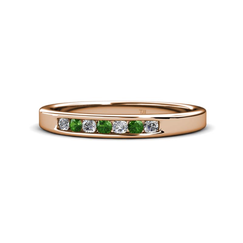 Kathiryn 2.40 mm Green Garnet and Lab Grown Diamond 7 Stone Wedding Band 