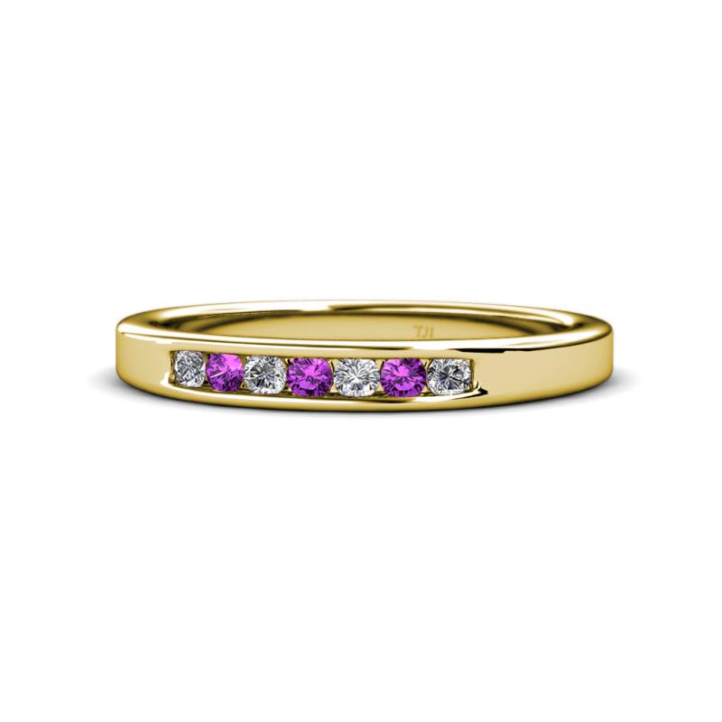 Kathiryn 2.40 mm Amethyst and Lab Grown Diamond 7 Stone Wedding Band 
