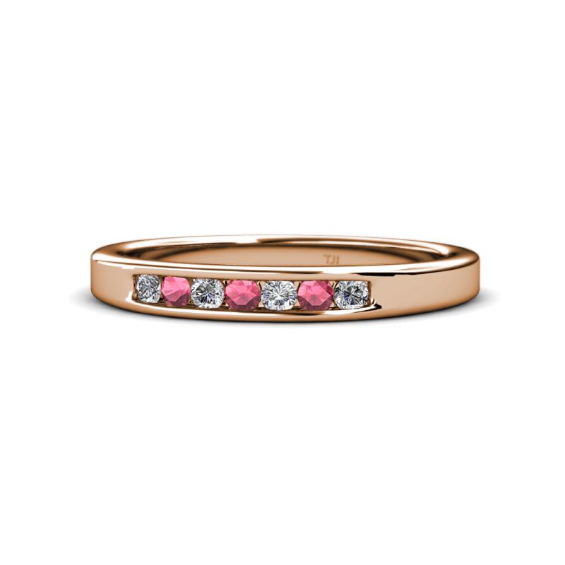 Kathiryn 2.40 mm Rhodolite Garnet and Lab Grown Diamond 7 Stone Wedding Band 