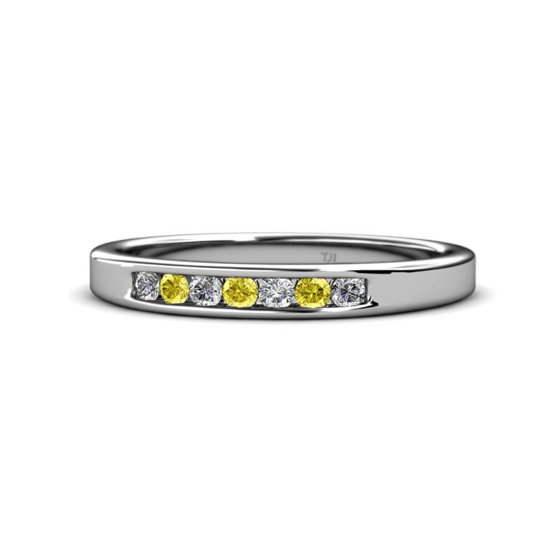 Kathiryn 2.40 mm Yellow Sapphire and Lab Grown Diamond 7 Stone Wedding Band 