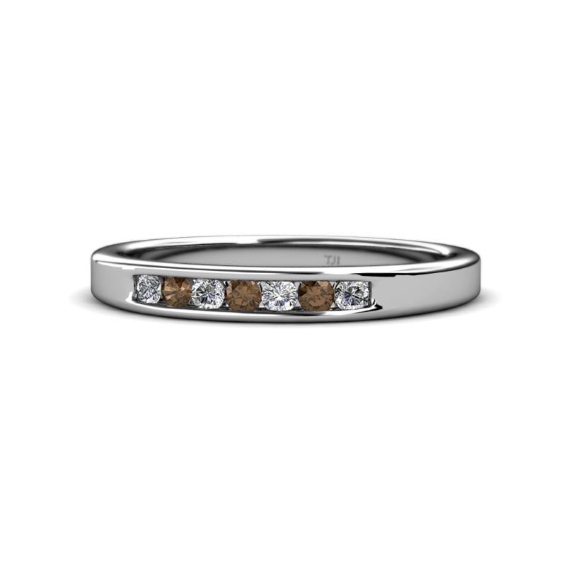 Kathiryn 2.40 mm Smoky Quartz and Lab Grown Diamond 7 Stone Wedding Band 