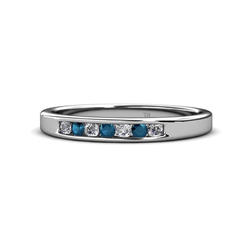 Kathiryn 2.40 mm Blue Diamond and White Lab Grown Diamond 7 Stone Wedding Band 