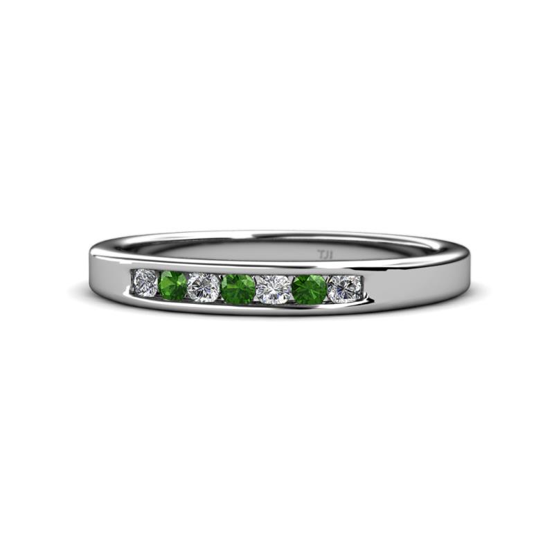 Kathiryn 2.40 mm Green Garnet and Lab Grown Diamond 7 Stone Wedding Band 