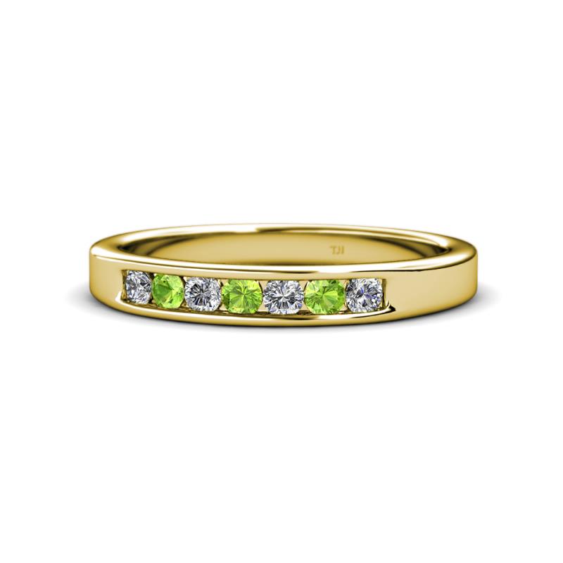 Kathiryn 2.70 mm Peridot and Lab Grown Diamond 7 Stone Wedding Band 