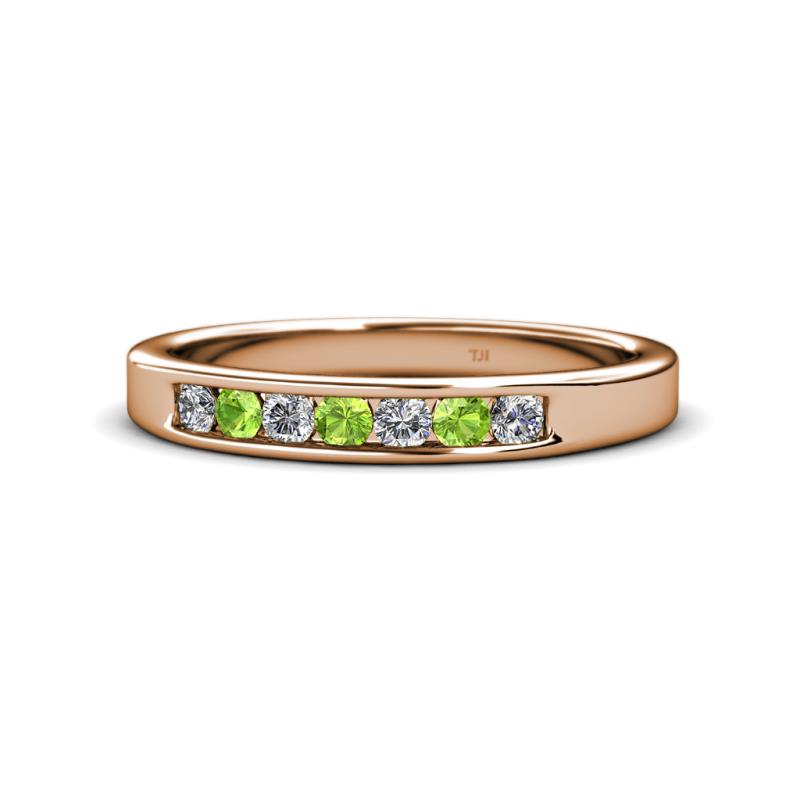 Kathiryn 2.70 mm Peridot and Lab Grown Diamond 7 Stone Wedding Band 