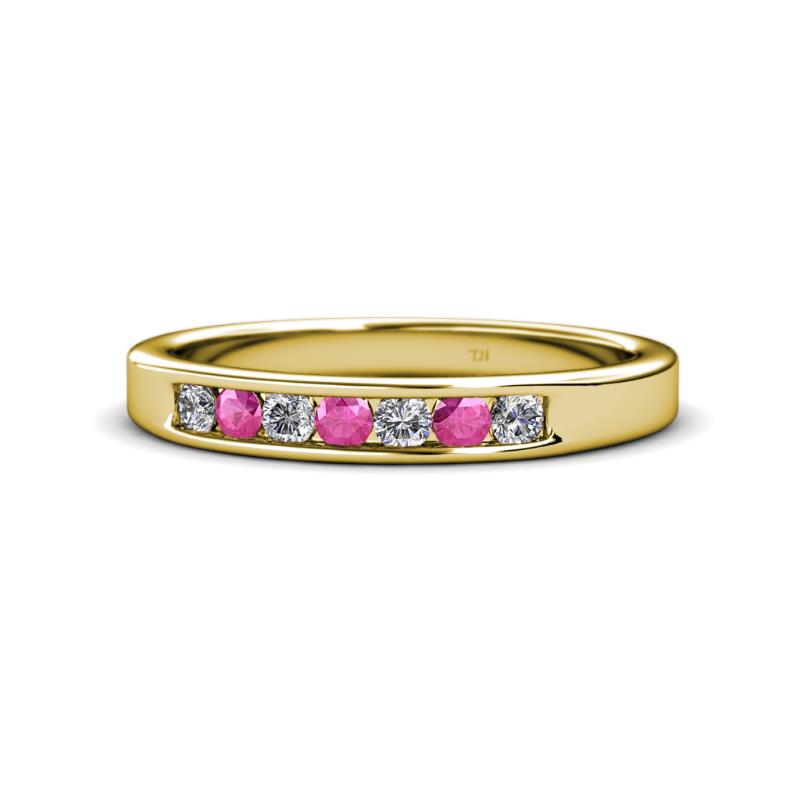 Kathiryn 2.70 mm Pink Sapphire and Lab Grown Diamond 7 Stone Wedding Band 