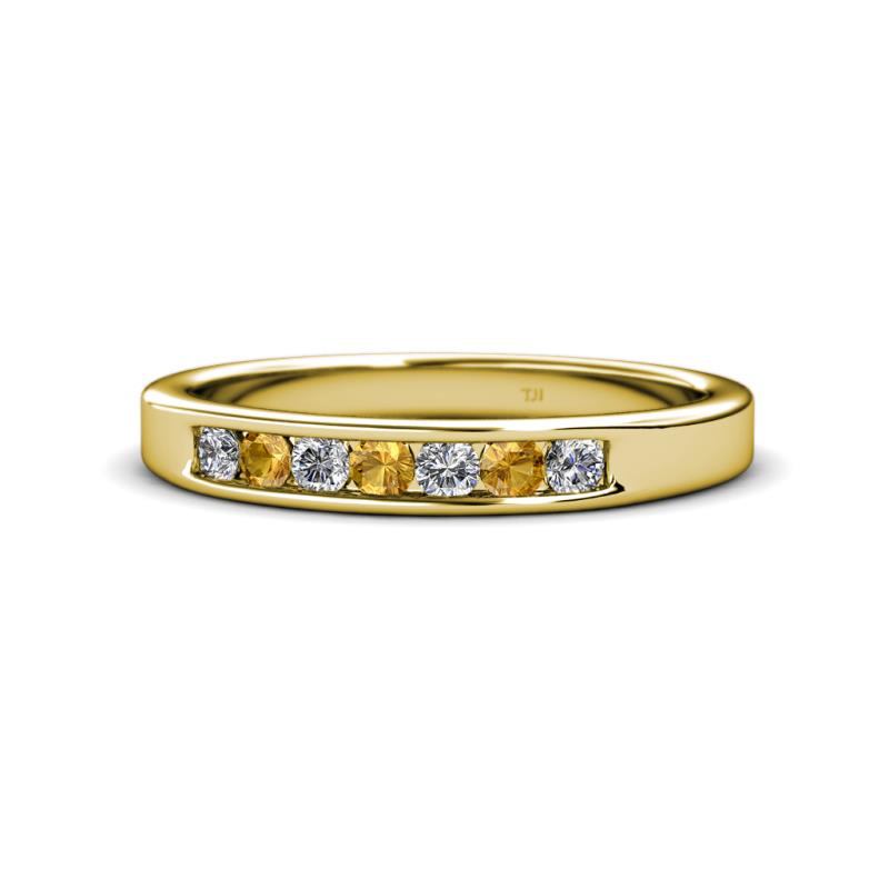 Kathiryn 2.70 mm Citrine and Lab Grown Diamond 7 Stone Wedding Band 