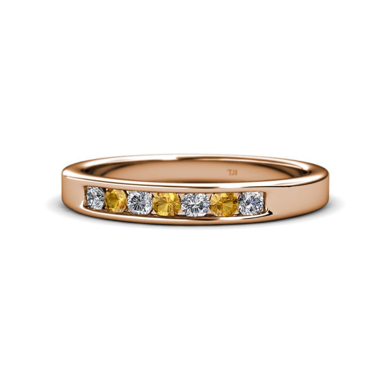Kathiryn 2.70 mm Citrine and Lab Grown Diamond 7 Stone Wedding Band 