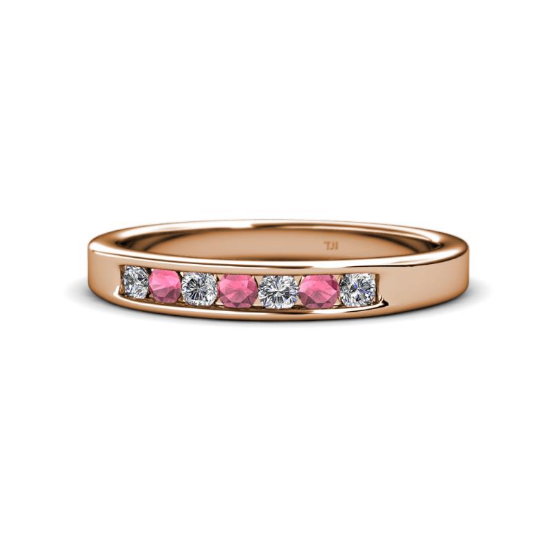 Kathiryn 2.70 mm Rhodolite Garnet and Lab Grown Diamond 7 Stone Wedding Band 