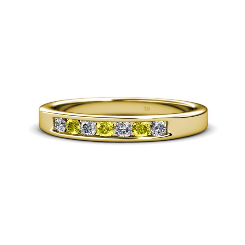 Kathiryn 2.70 mm Yellow Diamond and White Lab Grown Diamond 7 Stone Wedding Band 