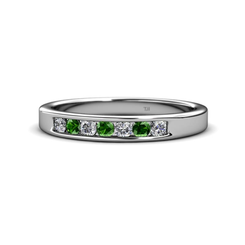Kathiryn 2.70 mm Green Garnet and Lab Grown Diamond 7 Stone Wedding Band 