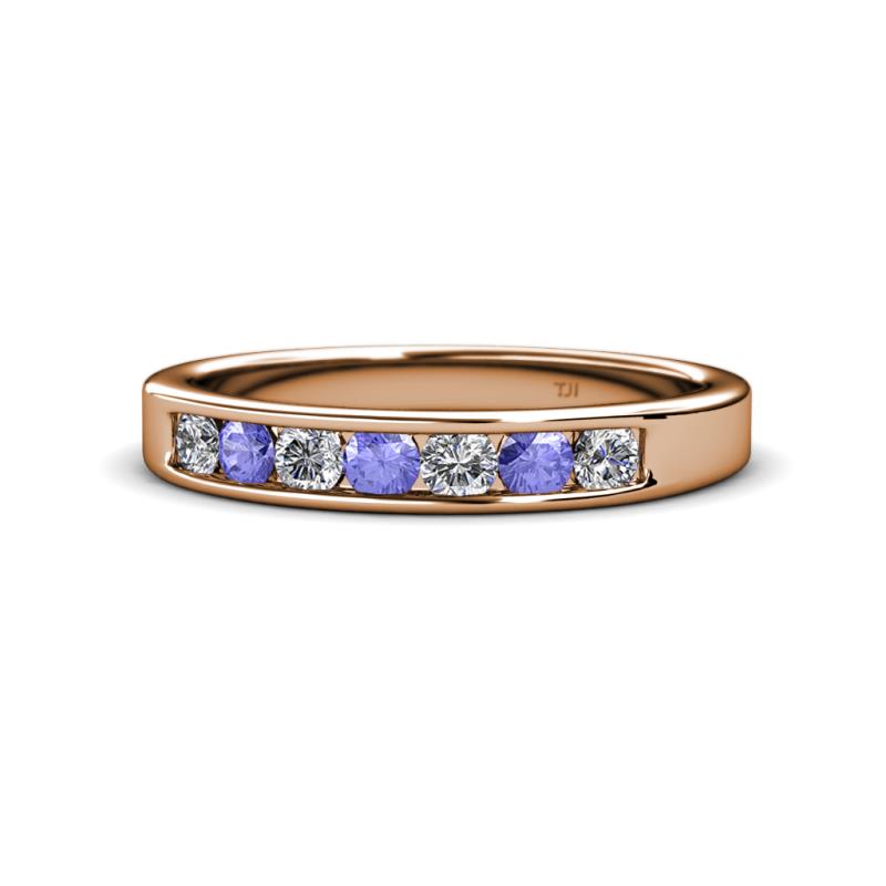 Kathiryn 3.00 mm Tanzanite and Lab Grown Diamond 7 Stone Wedding Band 