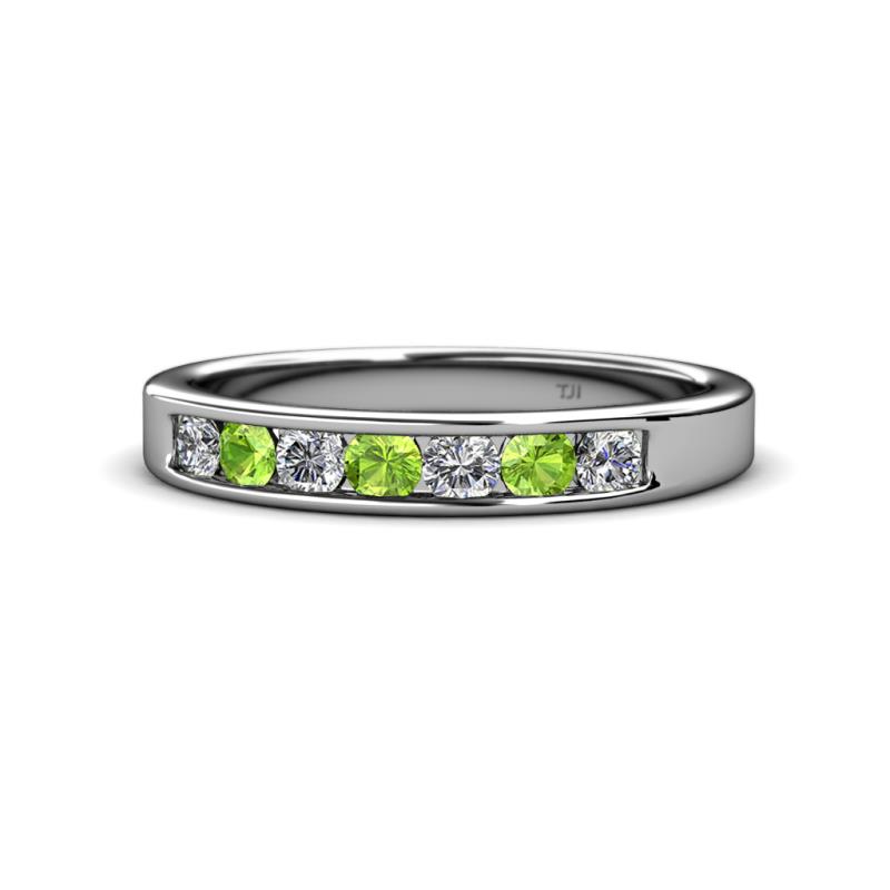 Kathiryn 3.00 mm Peridot and Lab Grown Diamond 7 Stone Wedding Band 