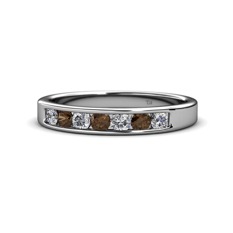 Kathiryn 3.00 mm Smoky Quartz and Lab Grown Diamond 7 Stone Wedding Band 