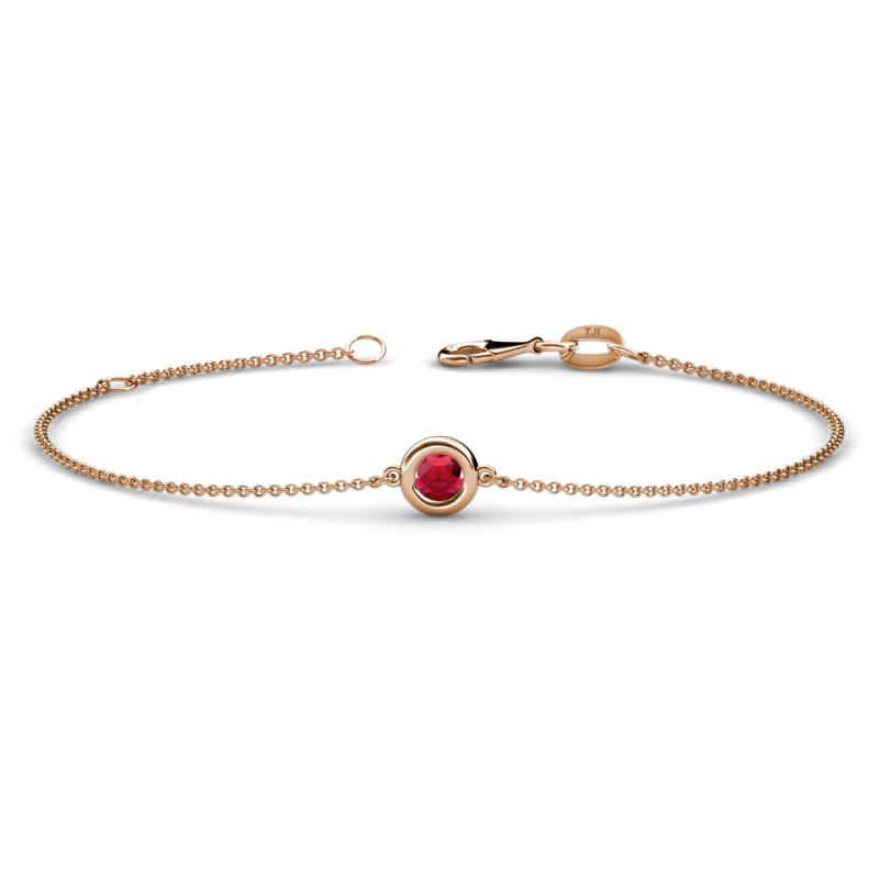 Alys (3.8mm) Round Ruby Solitaire Station Minimalist Bracelet 