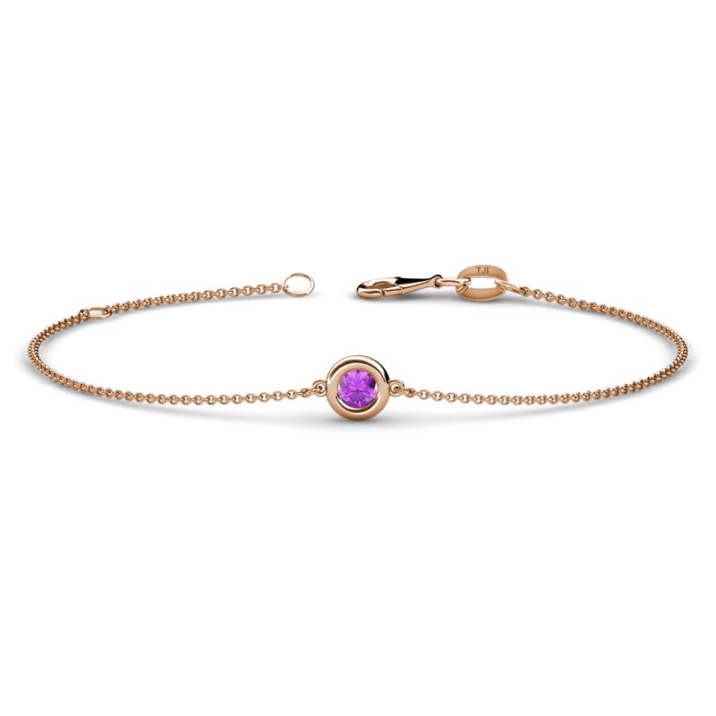 Alys (3.8mm) Round Amethyst Solitaire Station Minimalist Bracelet 