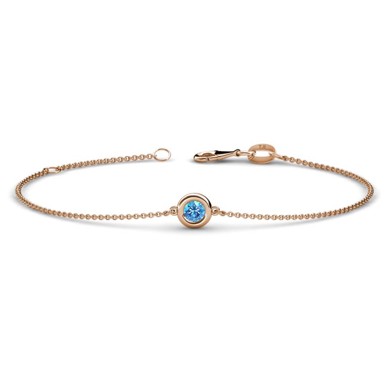 Alys (3.8mm) Round Blue Topaz Solitaire Station Minimalist Bracelet 