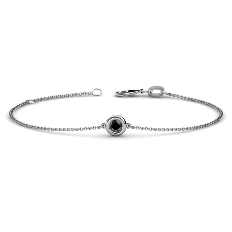 Alys (3.8mm) Round Black Diamond Solitaire Station Minimalist Bracelet 