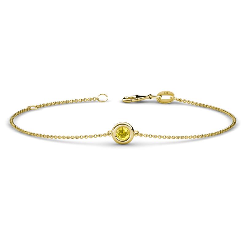 Alys (3.8mm) Round Yellow Sapphire Solitaire Station Minimalist Bracelet 