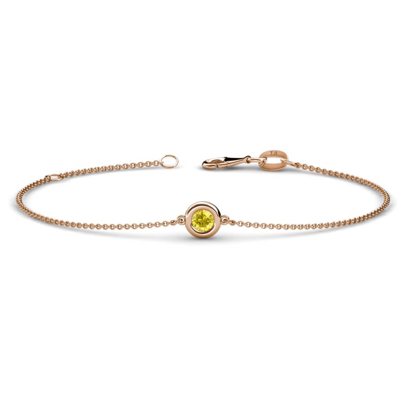 Alys (3.8mm) Round Yellow Sapphire Solitaire Station Minimalist Bracelet 