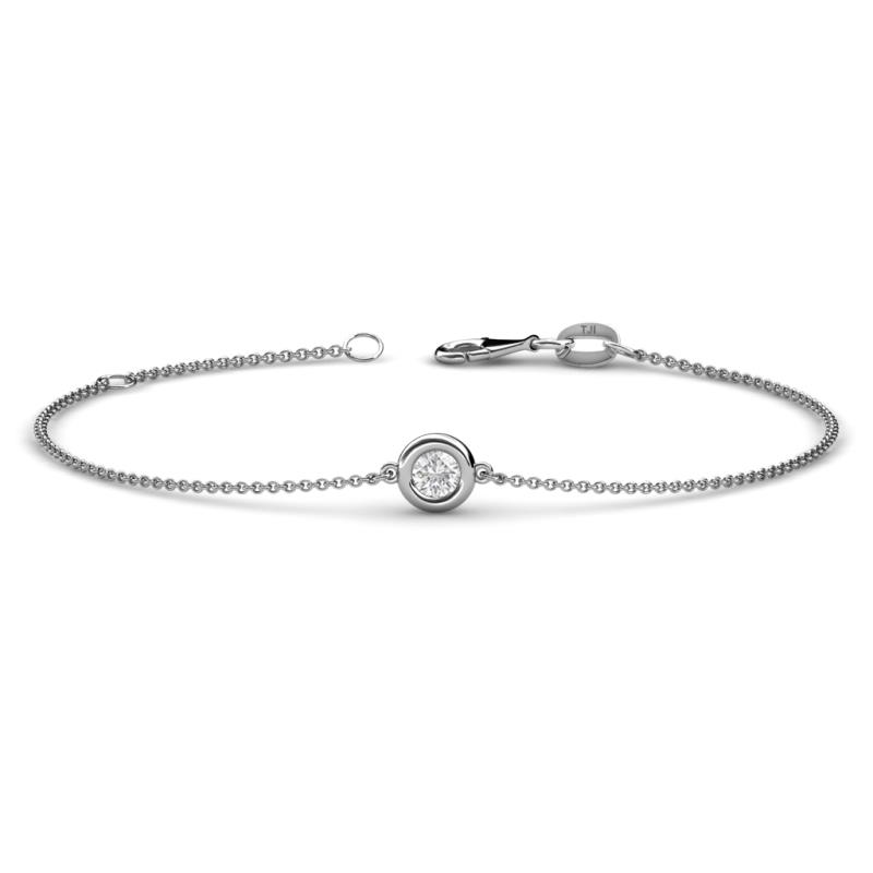 Alys (3.8mm) Round White Sapphire Solitaire Station Minimalist Bracelet 
