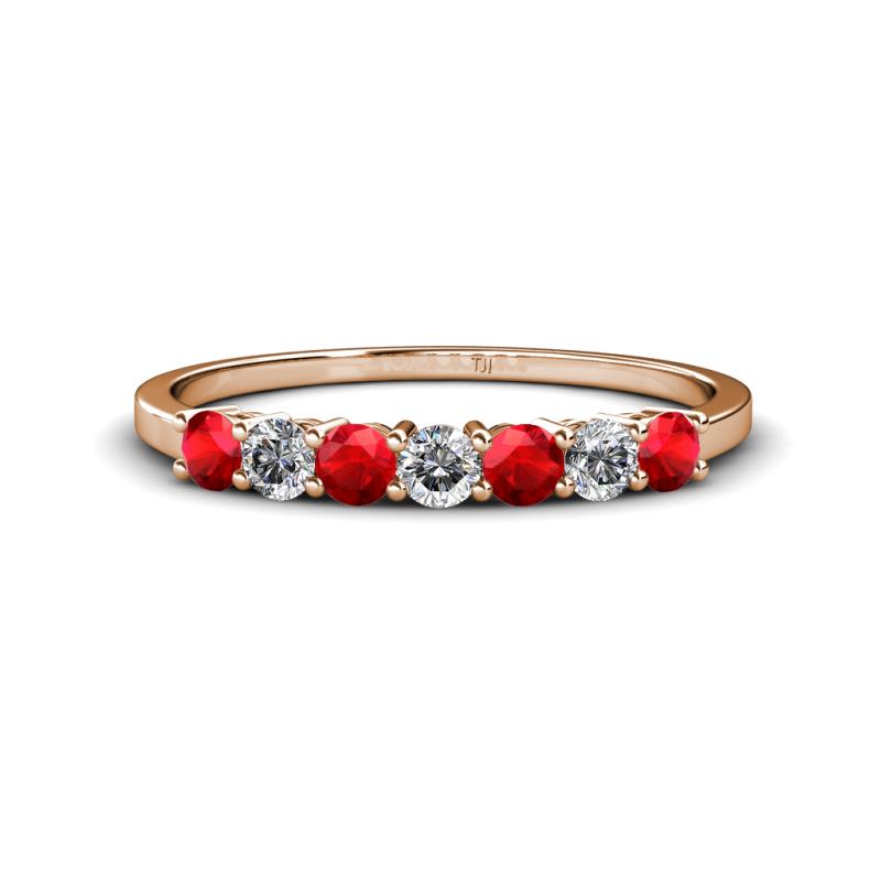 Vivian 3.00 mm Ruby and Lab Grown Diamond 7 Stone Wedding Band 