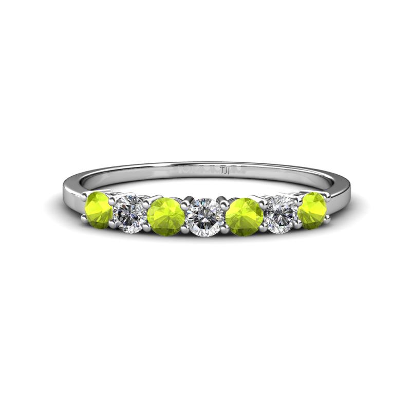 Vivian 3.00 mm Peridot and Lab Grown Diamond 7 Stone Wedding Band 