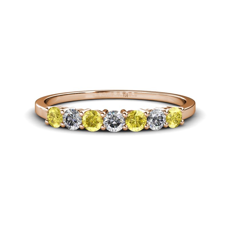 Vivian 3.00 mm Yellow Sapphire and Lab Grown Diamond 7 Stone Wedding Band 