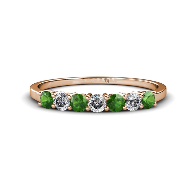 Vivian 3.00 mm Green Garnet and Lab Grown Diamond 7 Stone Wedding Band 