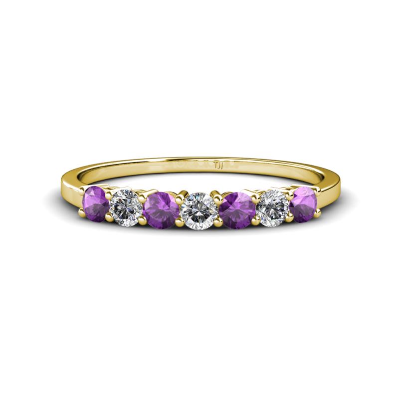Vivian 3.00 mm Amethyst and Lab Grown Diamond 7 Stone Wedding Band 