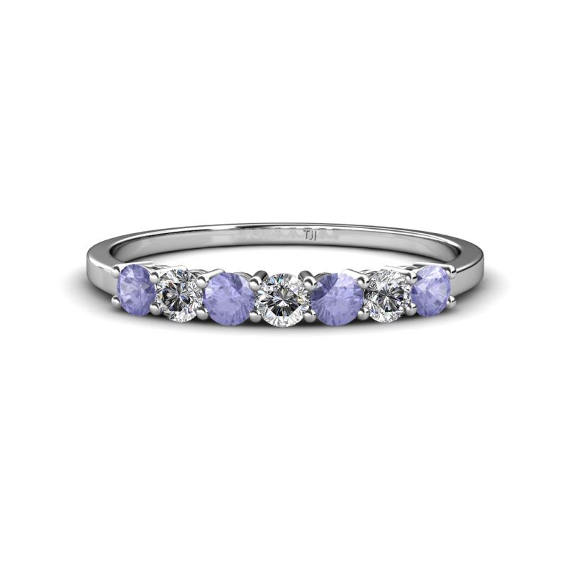 Vivian 3.00 mm Tanzanite and Lab Grown Diamond 7 Stone Wedding Band 