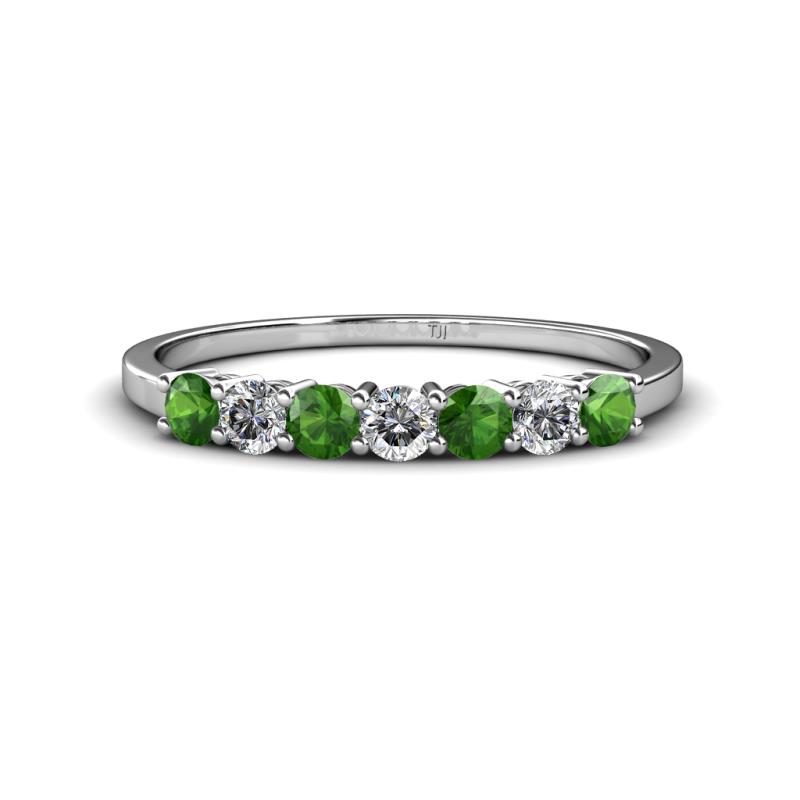 Vivian 3.00 mm Green Garnet and Lab Grown Diamond 7 Stone Wedding Band 