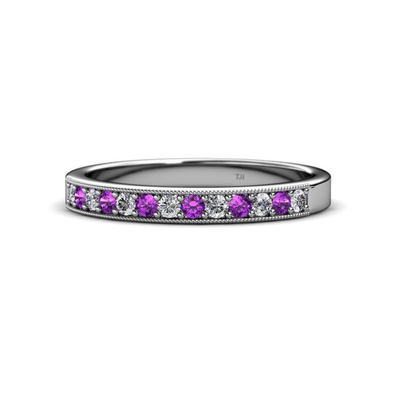 Janice 2.00 mm Amethyst and Lab Grown Diamond 13 Stone Wedding Band 