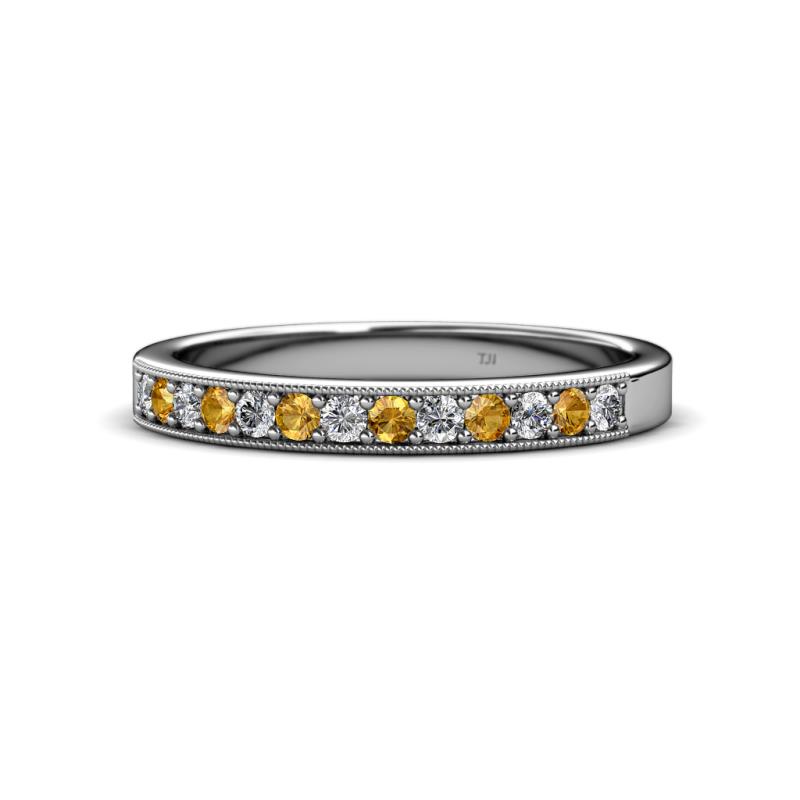 Janice 2.00 mm Citrine and Lab Grown Diamond 13 Stone Wedding Band 