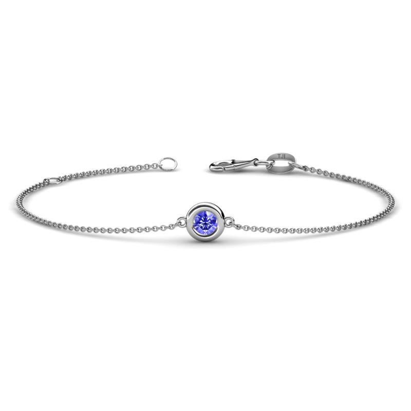 Alys (4mm) Round Tanzanite Solitaire Station Minimalist Bracelet 