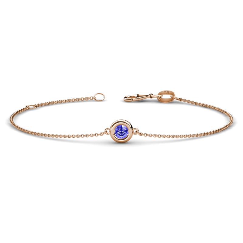 Alys (4mm) Round Tanzanite Solitaire Station Minimalist Bracelet 