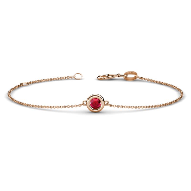 Alys (4mm) Round Ruby Solitaire Station Minimalist Bracelet 