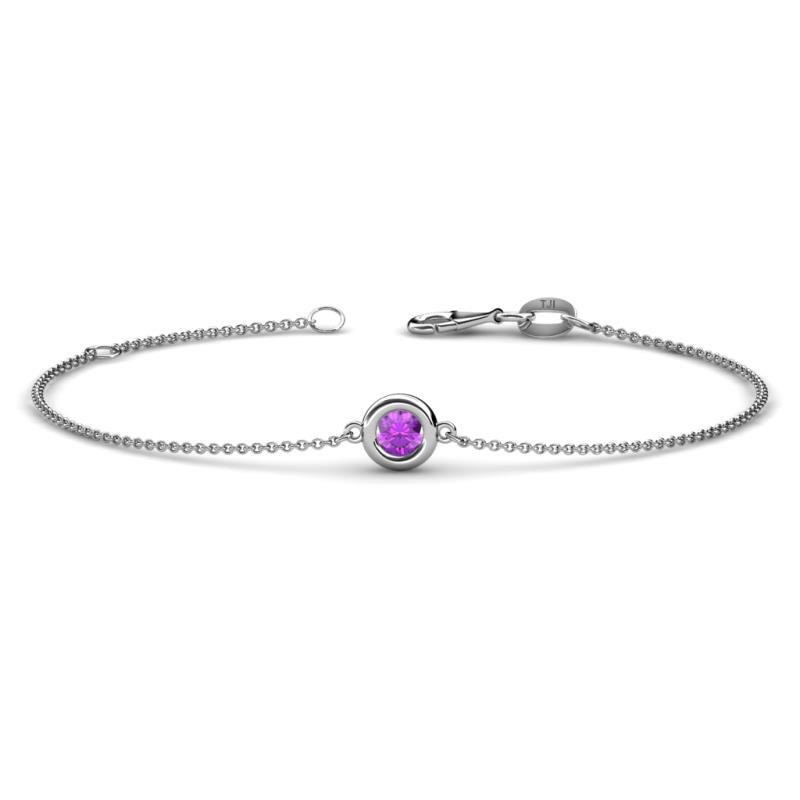 Alys (4mm) Round Amethyst Solitaire Station Minimalist Bracelet 