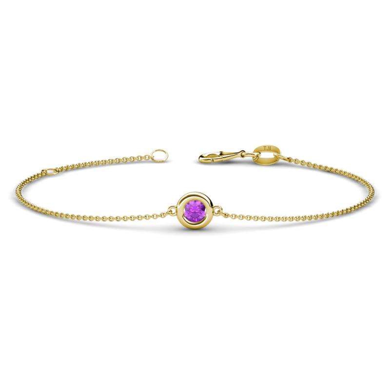 Alys (4mm) Round Amethyst Solitaire Station Minimalist Bracelet 