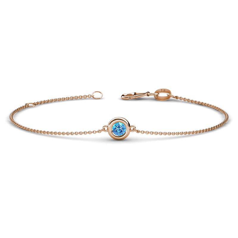 Alys (4mm) Round Blue Topaz Solitaire Station Minimalist Bracelet 