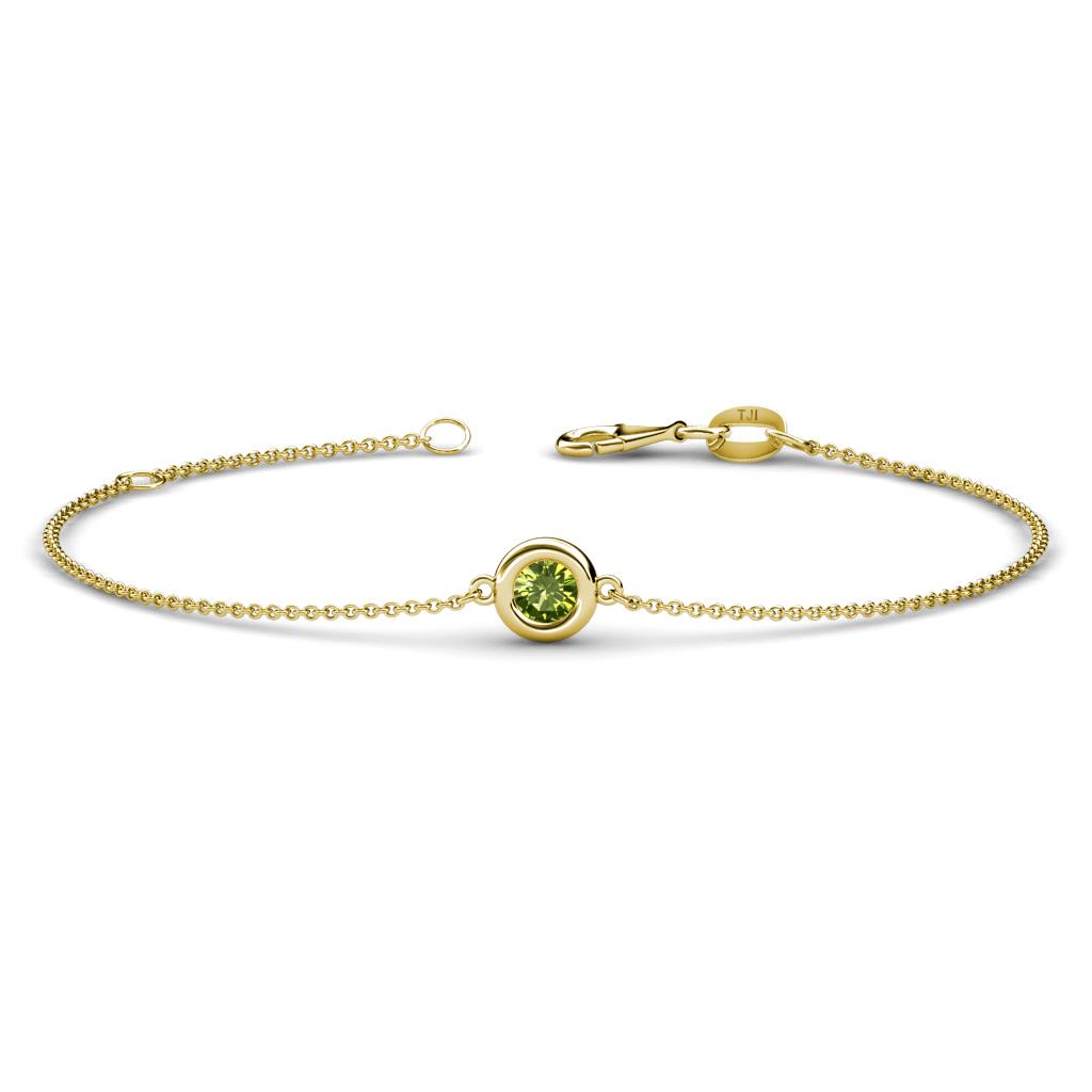 Alys (4mm) Round Peridot Solitaire Station Minimalist Bracelet 
